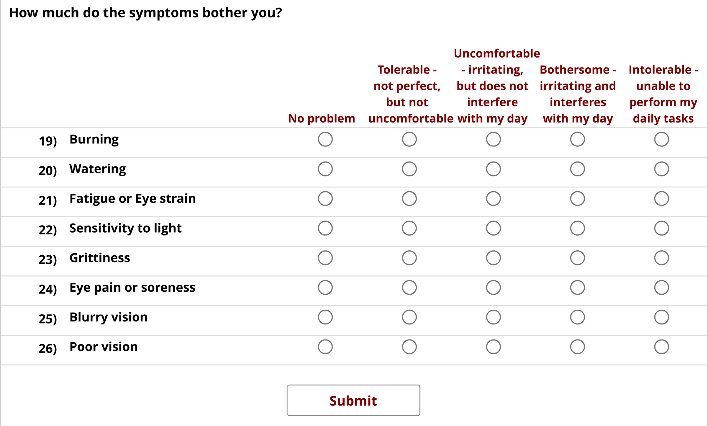 Questionnaire sample question